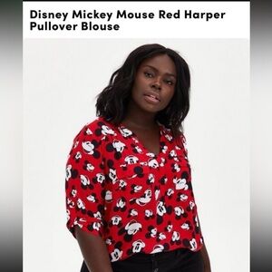 Torrid Size 3 (22-24) Disney Mickey Mouse Red Harper Pullover Blouse